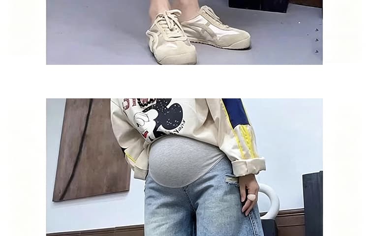 임산부 데님 반바지 여성 여름 얇은 스타일 외출용 찢어진 부분 5 점 루즈핏 슬림해 보이는 캐주얼 빅 사이즈 와이드 레그 팬츠 어린이 상세 이미지 26