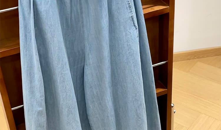 파란색 하이웨이스트 임산부 데님 넓은 다리 루즈핏 바지 여성 여름 얇은 스타일 외출용 2026 새로운 캐주얼 빅 사이즈 슬림해 보이는 상세 이미지 27