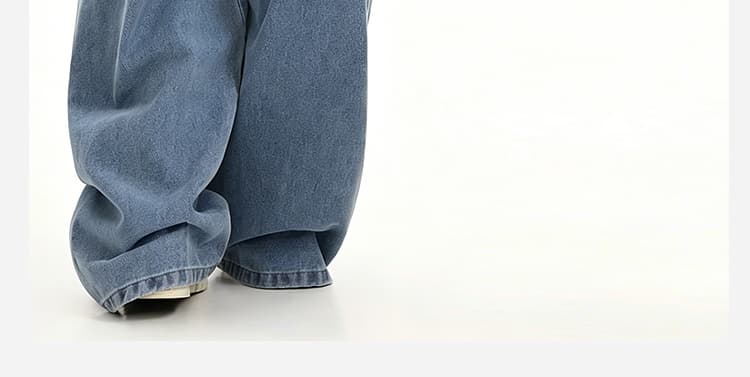 파란색 하이웨이스트 별 자수 임산부 데님 넓은 다리 루즈핏 바지 여성 봄 여름 얇은 스타일 외출용 수 있습니다. 조정 허리 머리 상세 이미지 9