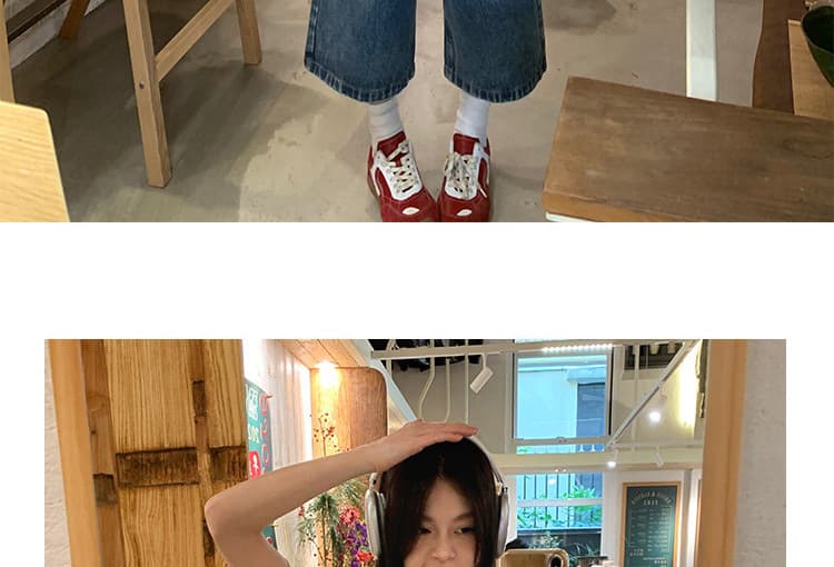세트 단색 느긋한 바람 느슨함 패션 품격 디자인 루즈핏 티셔츠 맨위 수 있습니다. 조정 데님 7부 바지 상세 이미지 16