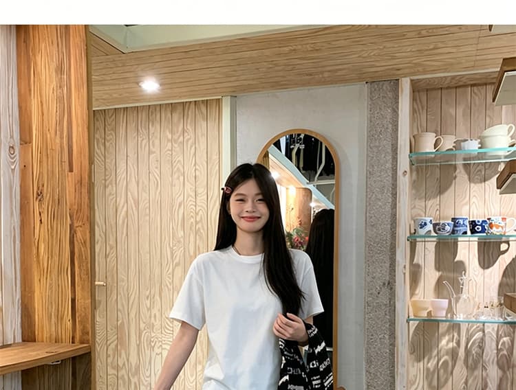 세트 단색 느긋한 바람 느슨함 패션 품격 디자인 루즈핏 티셔츠 맨위 수 있습니다. 조정 데님 7부 바지 상세 이미지 20