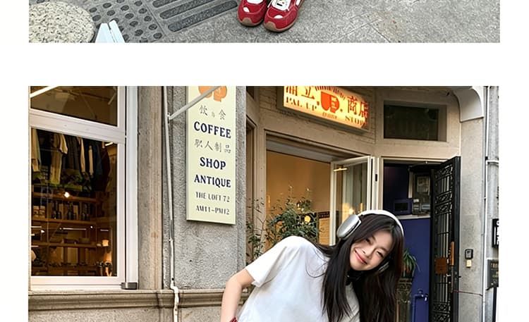 세트 단색 느긋한 바람 느슨함 패션 품격 디자인 루즈핏 티셔츠 맨위 수 있습니다. 조정 데님 7부 바지 상세 이미지 25