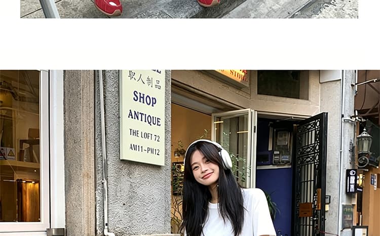 세트 단색 느긋한 바람 느슨함 패션 품격 디자인 루즈핏 티셔츠 맨위 수 있습니다. 조정 데님 7부 바지 상세 이미지 27