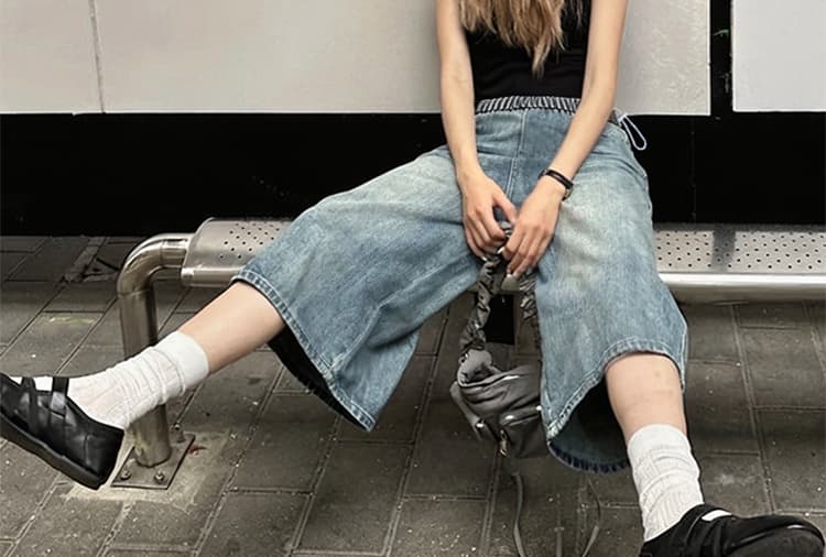 임산부 데님 반바지 여성 여름 얇은 스타일 외출용 패션 7 점 루즈핏 슬림해 보이는 캐주얼 빅 사이즈 와이드 레그 팬츠 어린이 상세 이미지 24