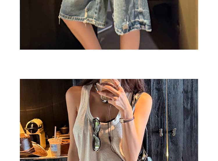 임산부 데님 반바지 여성 여름 얇은 스타일 외출용 찢어진 부분 5 점 루즈핏 슬림해 보이는 캐주얼 빅 사이즈 와이드 레그 팬츠 어린이 상세 이미지 22