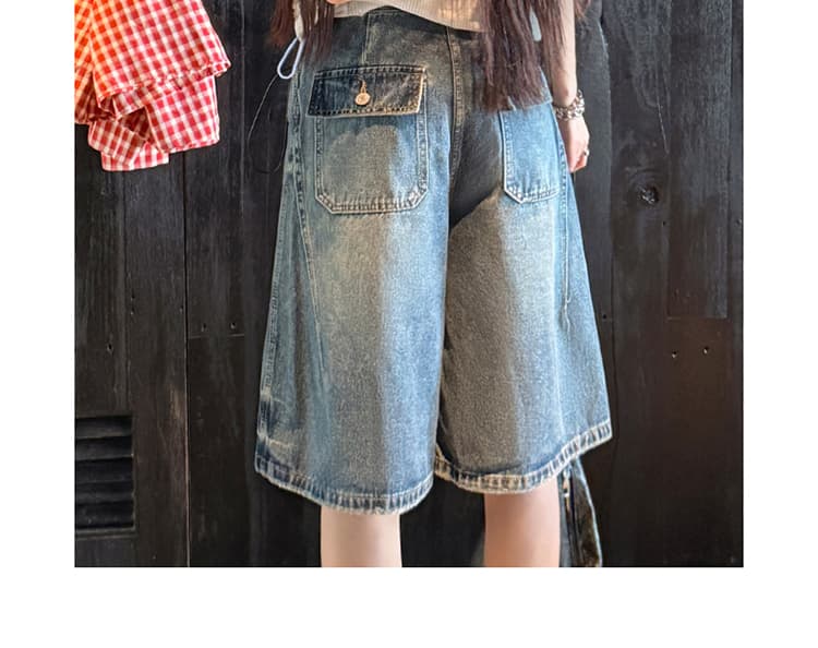 임산부 데님 반바지 여성 여름 얇은 스타일 외출용 찢어진 부분 5 점 루즈핏 슬림해 보이는 캐주얼 빅 사이즈 와이드 레그 팬츠 어린이 상세 이미지 38