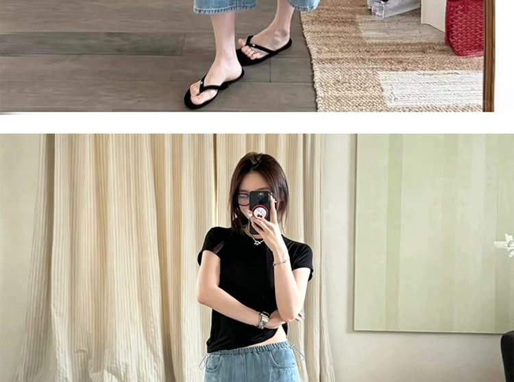 임산부 파란색 청바지 여성 여름 얇은 스타일 외출용 7 점 루즈핏 슬림해 보이는 캐주얼 빅 사이즈 와이드 레그 팬츠 어린이 상세 이미지 20