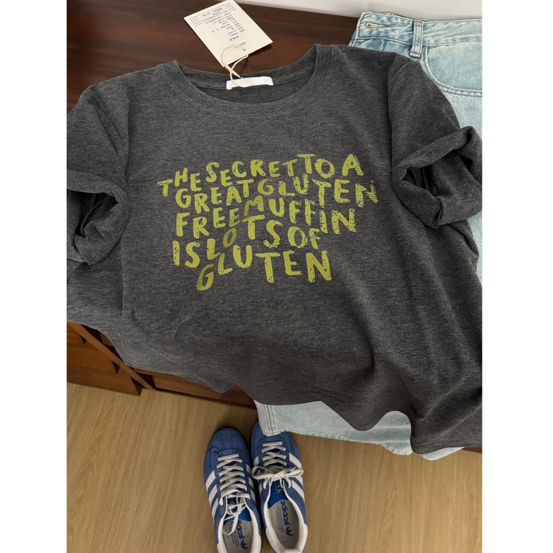 출산 착용 알파벳 어두운 회색 여름 드레스 새로운 라운드 넥 반팔 티셔츠 한국 스타일 루즈핏 임신 엄마 캐주얼 맨위