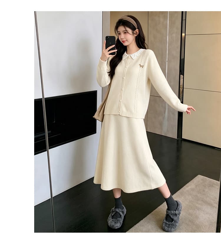 임산부 스웨터 베이비 칼라 자수 패션 세트 가을 겨울 긴팔 한국 스타일 맨위 수 있습니다. 조정 신축성 치마 상세 이미지 27