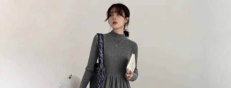 임산부 니트 스웨터 회색 드레스 다용도 슬림해 보이는 패션 2026 새로운 매운맛 엄마 빅 사이즈 외국 가스 기본 스커트 상세 이미지 28