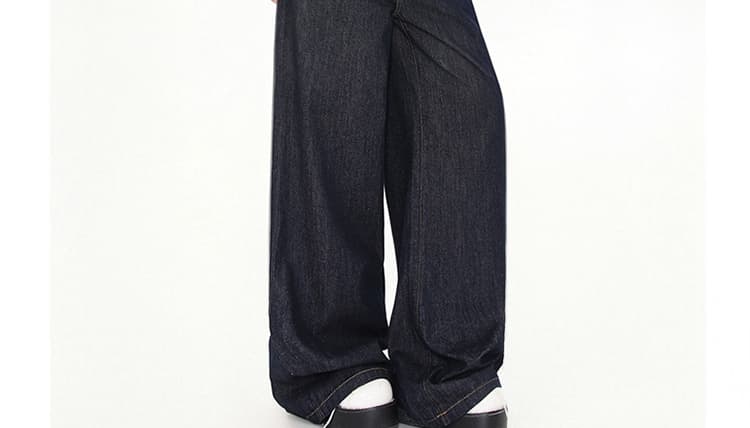 단 닝 블루 하이웨이스트 임산부 데님 넓은 다리 루즈핏 바지 여성 가을 겨울 2026 외출용 슬림해 보이는 캐주얼 긴 바지 여성 상세 이미지 21
