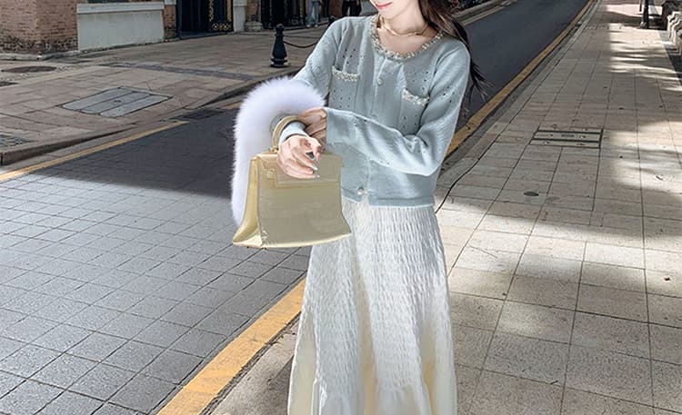 임산부 없음 복부 지지 반신 스커트 2026 새로운 봄 가을 외출용 캐주얼 슬림해 보이는 중간 길이 타이트 스커트 니트 원피스 여성 상세 이미지 30