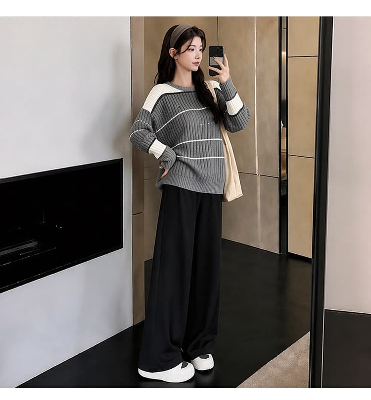 임산부 바지 캐주얼 루즈핏 스트레이트 봄 가을 외출용 2026 새로운 니트 레깅스 가을 의상 겨울 의류 상세 이미지 18