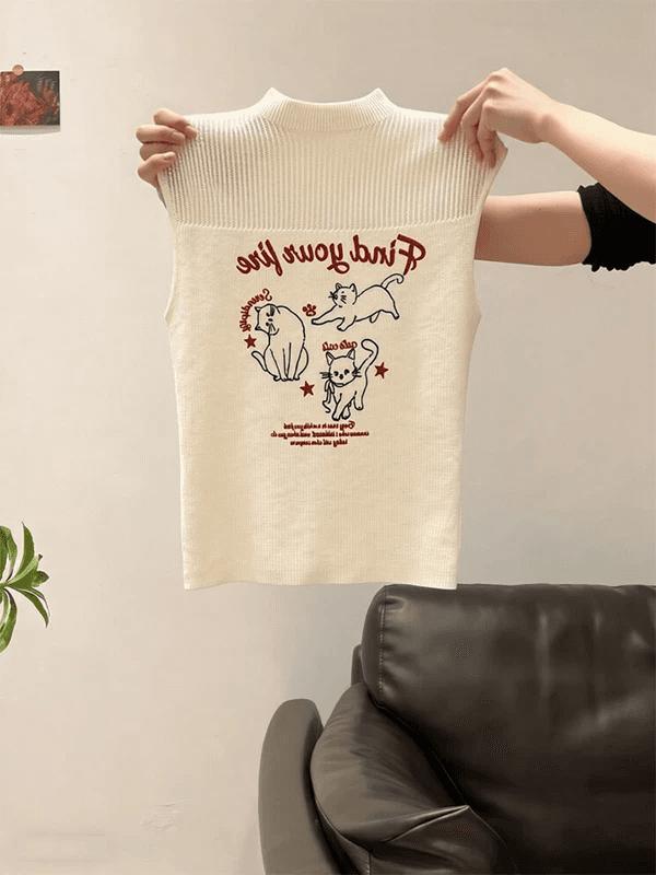 lulu 같은 단락 한 부서 다용도 연령 감소 민소매 슬림해 보이는 작은 셔츠 여성 여름 새로운 디자인 센스 작은 대중 니트 맨위 상세 이미지 3