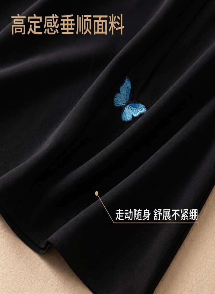 실사 빅 사이즈 여성 의류 2026 새로운 파란색 나비 패치워크 새로운 중식 드레스 지방 mm 품격 치파오 드레스 상세 이미지 4