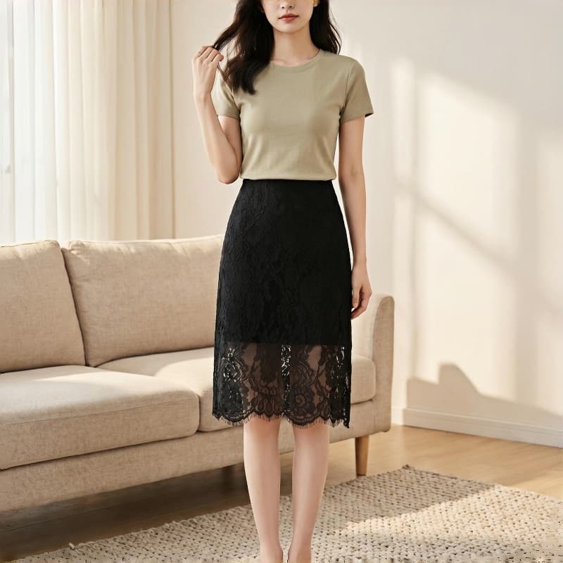 실사 레트로 레이스 바람 무거운 작업 자수 반신 스커트 2026 여름 빅 사이즈 새로운 하이웨이스트 연령 감소 슬림해 보이는 치마