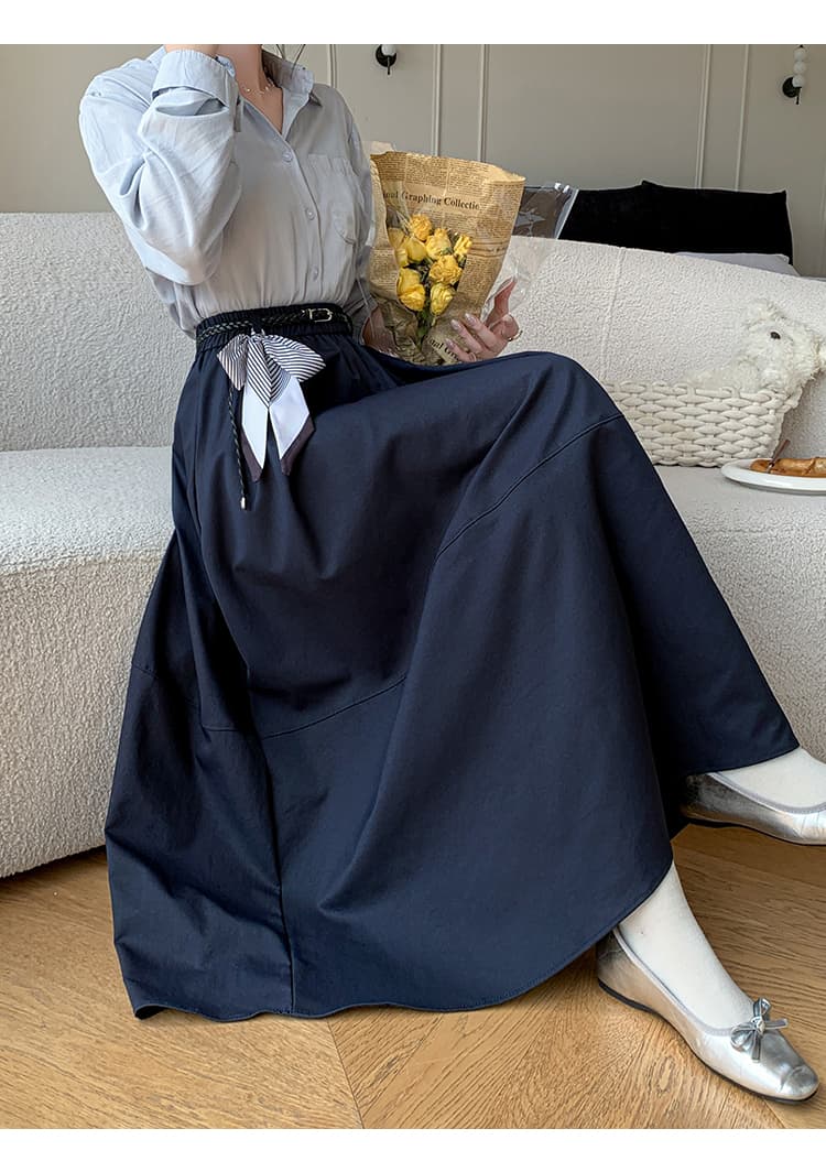 가을 실사 새로운 반신 스커트 미니멀리즘 다용도 우아함 ol 중간 길이 스커트 오래된 돈 바람 A라인 스커트 상세 이미지 31