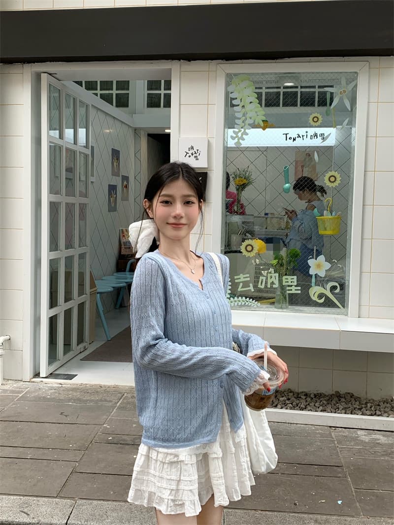 2026 새로운 여름 얇은 스타일 자외선 차단 홀로우 아웃 디자인 긴팔 니트 스웨터 맨위 여성 의류 한 부서 대나무 마디 마 오픈 가디건 상세 이미지 22