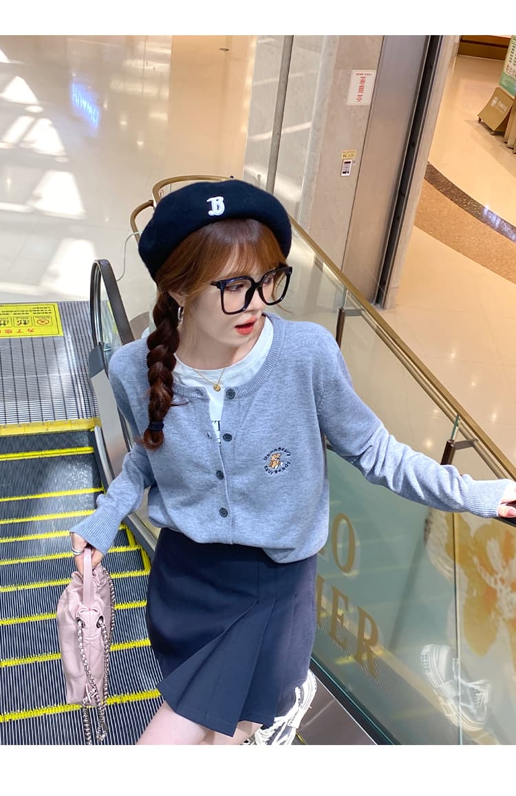 작은 곰 외부 잡아라. 의류 긴팔 스웨터 외출용 여성 작은 열림 셔츠 새로운 2025 폭발 봄 가을 니트 얇은 스타일 재킷 상세 이미지 34