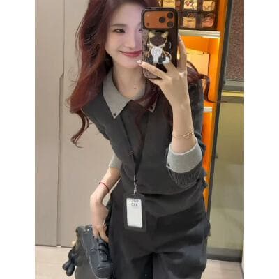 스웨터 가을 겨울 고급 센스 몸매 가꾸기 인사이드 가져 가라. 만나는 니트 스웨터 2026 이른 가을 쇼트 스타일 긴팔 보온 맨위 여성 의류 상세 이미지 16