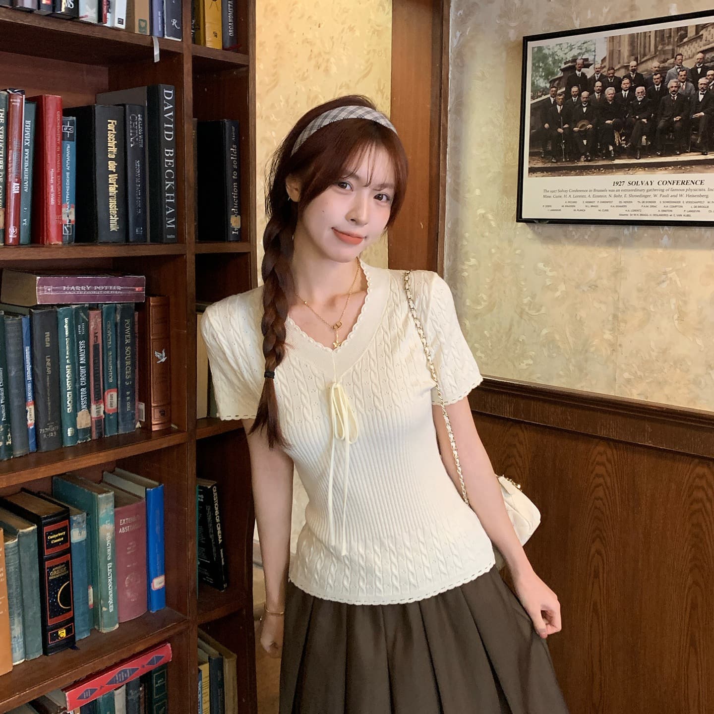 morning bloom 스트랩 레이스 니트 반팔 티셔츠 여성 여름 새로운 한 부서 착용 가져 가라. 허리 수축 핑크색 맨위 이미지 2