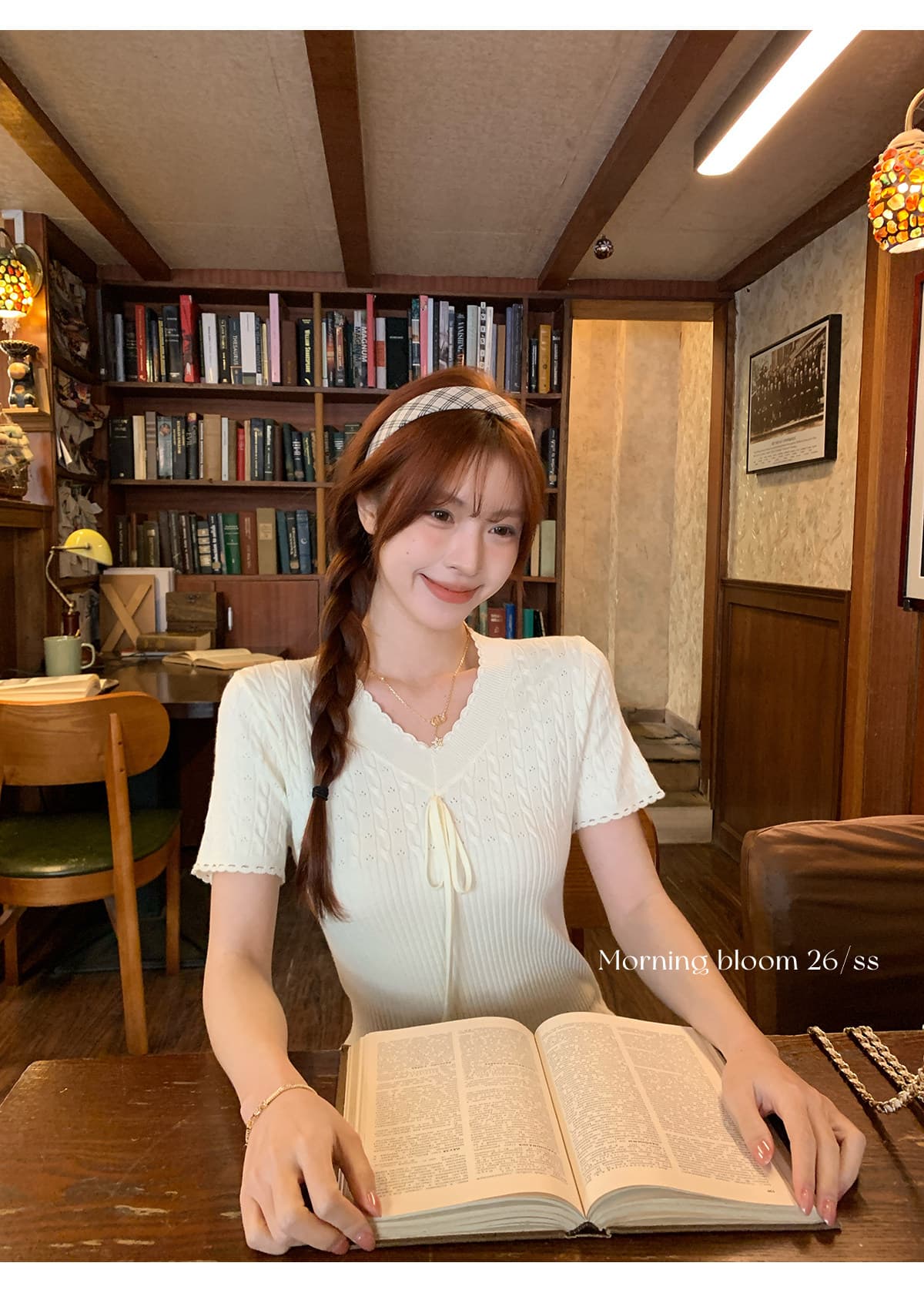 morning bloom 스트랩 레이스 니트 반팔 티셔츠 여성 여름 새로운 한 부서 착용 가져 가라. 허리 수축 핑크색 맨위 상세 이미지 14