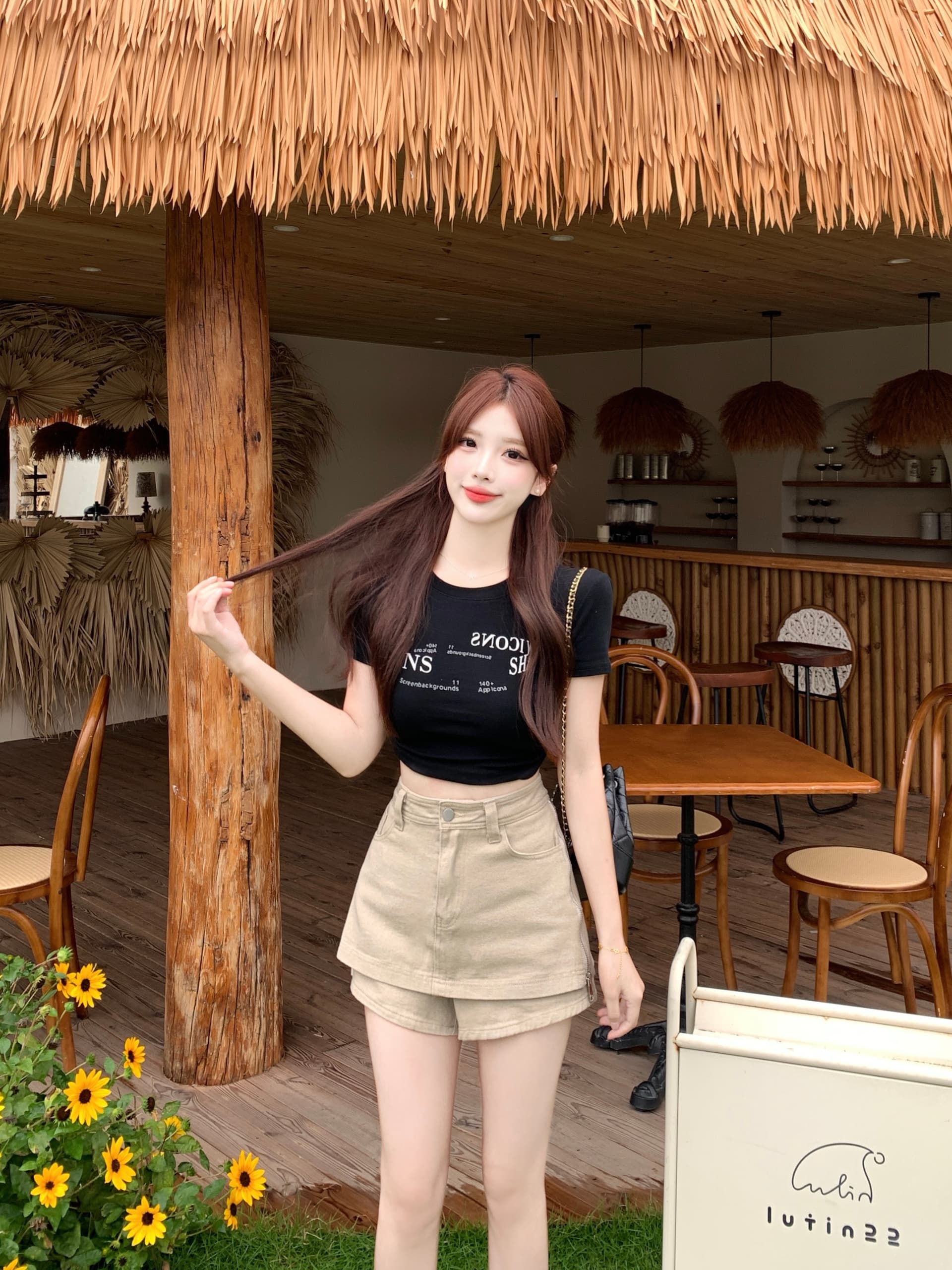 실사 아메리칸 레트로 데님 반바지 2026 여름 섹션 하이웨이스트 슬림해 보이는 노출 방지 페이크 레이어드 한 마디 타이트 스커트 치마바지 상세 이미지 10