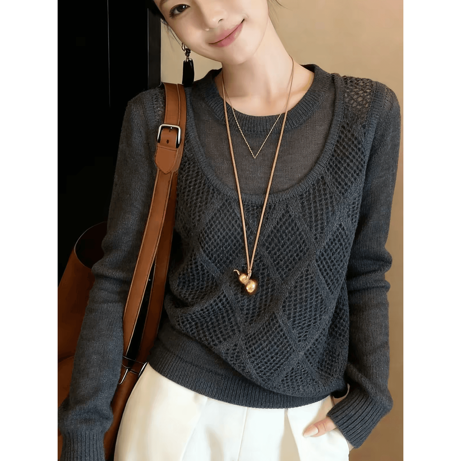 가을 외국 가스 다용도 출퇴근 긴팔 니트 스웨터 유럽 상품 새로운 작은 대중 Chic 패션 풀오버 디자인 센스 맨위 이미지 5