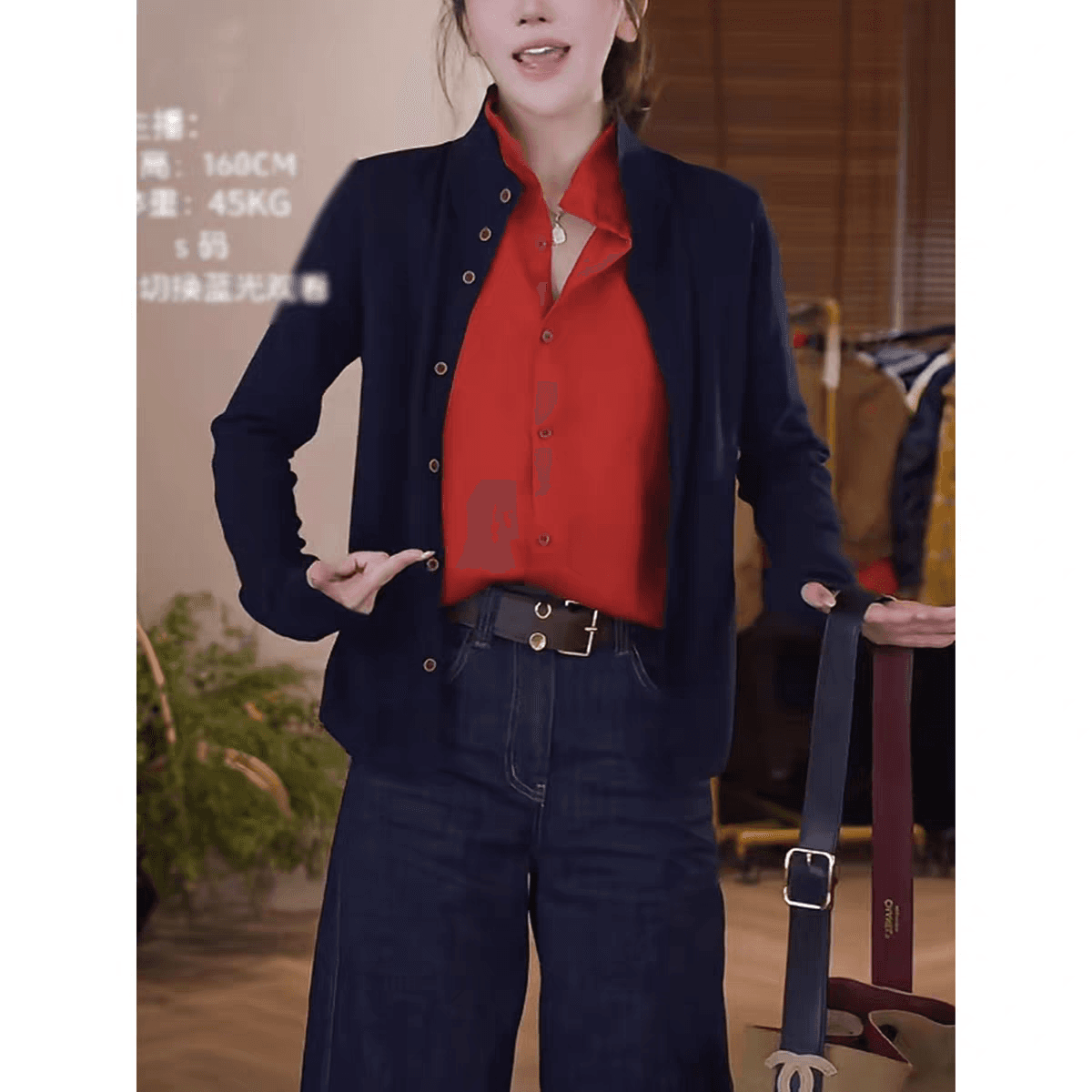 페이크 레이어드 배색 니트 오픈 가디건 여성 2026 가을 새로운 루즈핏 라운드 넥 스웨터 코트 다용도 긴팔 맨위 이미지 2