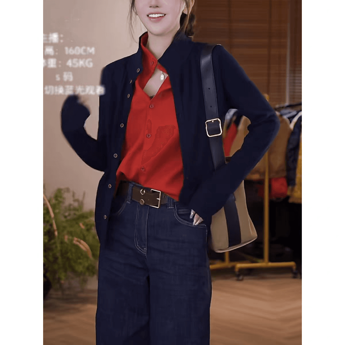 페이크 레이어드 배색 니트 오픈 가디건 여성 2026 가을 새로운 루즈핏 라운드 넥 스웨터 코트 다용도 긴팔 맨위 상세 이미지 1