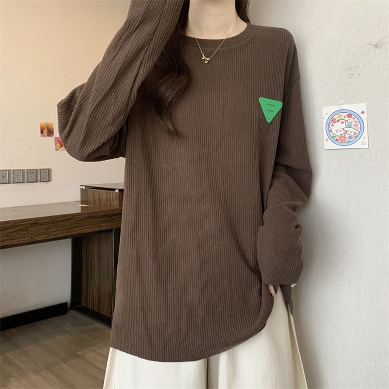 실사 정가 새로운 한국 스타일 라운드 넥 두꺼운 프랑스식 연삭 털 기본 셔츠 여성 인사이드 가져 가라. 개성 맨위 상세 이미지 12
