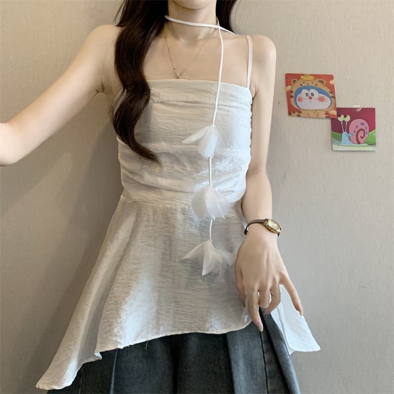 실사 정가 한 부서 작은 청신 달콤함 연령 감소 캐미솔 허리 수축 슬림해 보이는 작은 대중 민소매 맨위 상세 이미지 13