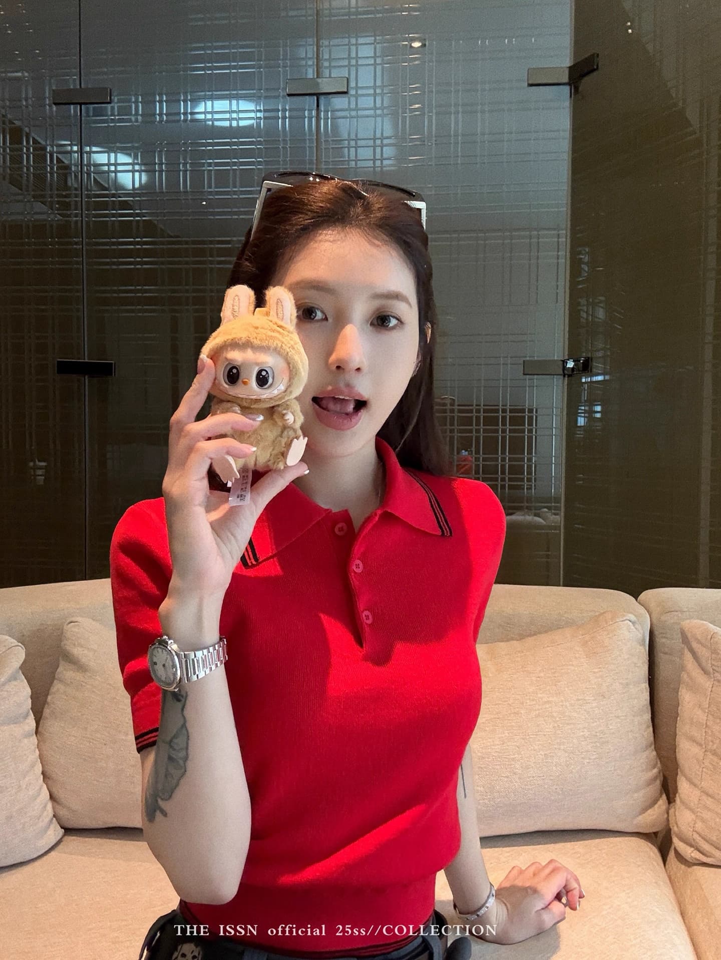 닝 부문 POLO 칼라 배색 니트 반팔 티셔츠 여성 여름 한 부서 디자인 센스 다용도 긍정적 인 어깨 쇼트 스타일 맨위