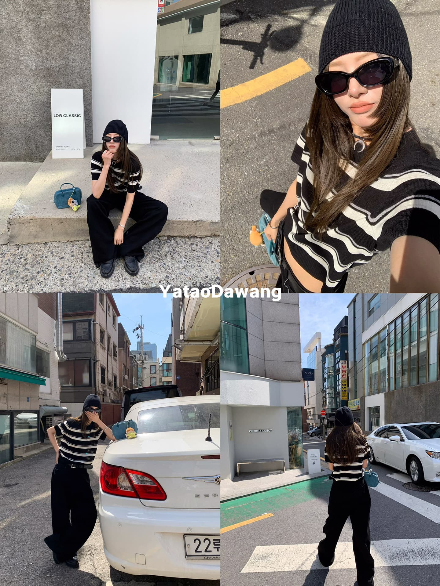 치아 세트 대 왕 향기로운 향 스트라이프 여성 새로운 2026 여름 스트라이프 맨위 패션 풀오버 다용도 반팔 티셔츠 이미지 2