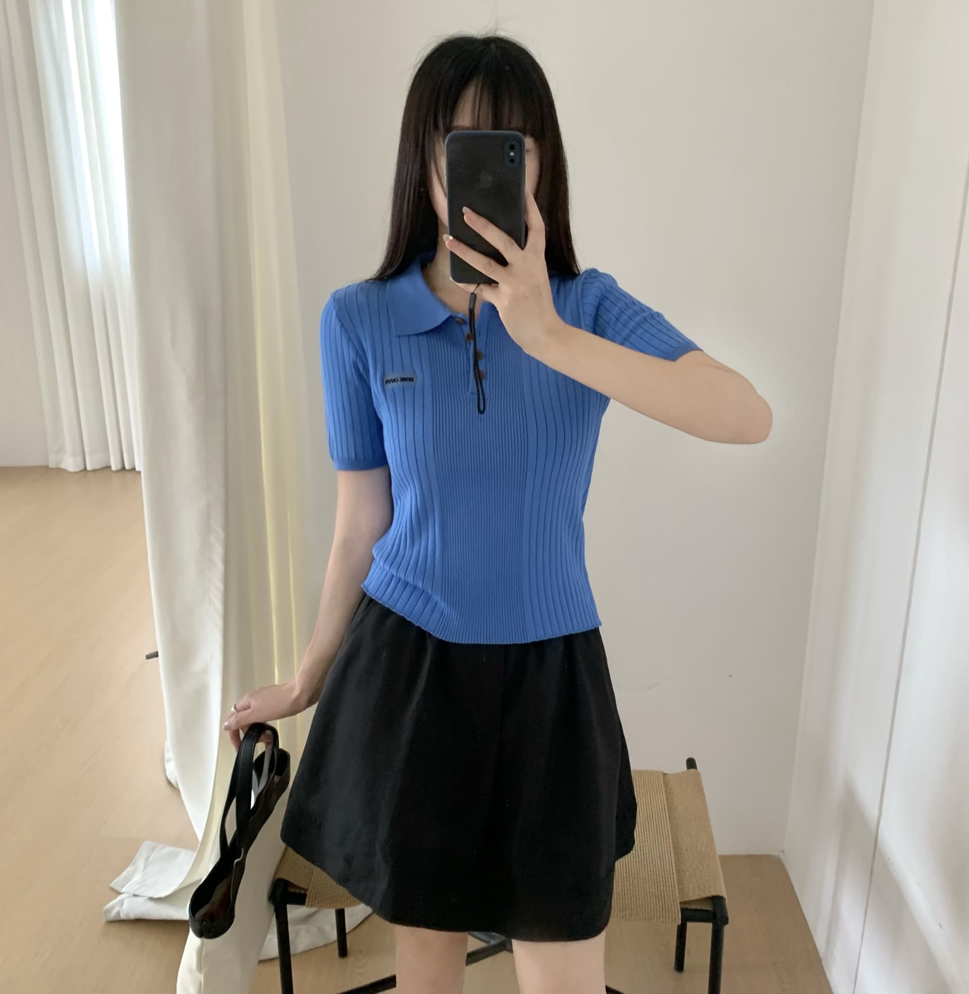 톰 글 래 원인 블루 POLO 셔츠 폴로 칼라 구덩이 기사 몸매 가꾸기 긍정적 인 어깨 반팔 티셔츠 여성 여름 착용 가져 가라. 한 부서 꼬집기 허리 위로 의류 상세 이미지 3