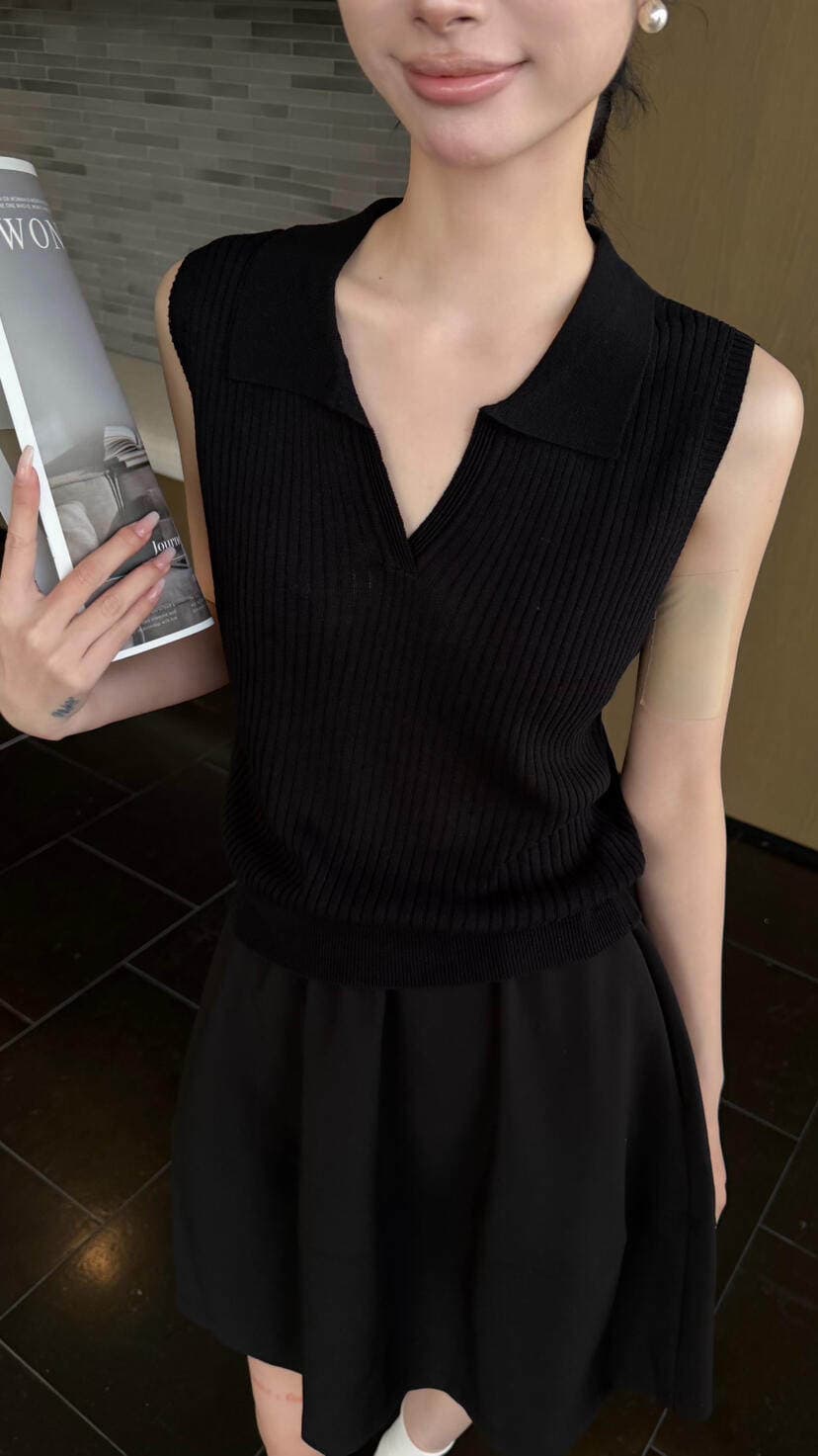 2026 여름 새로운 POLO 칼라 민소매 미니멀리즘 슬림해 보이는 조끼 여성 한 부서 몸매 가꾸기 슬림해 보이는 캐주얼 맨위 상세 이미지 15