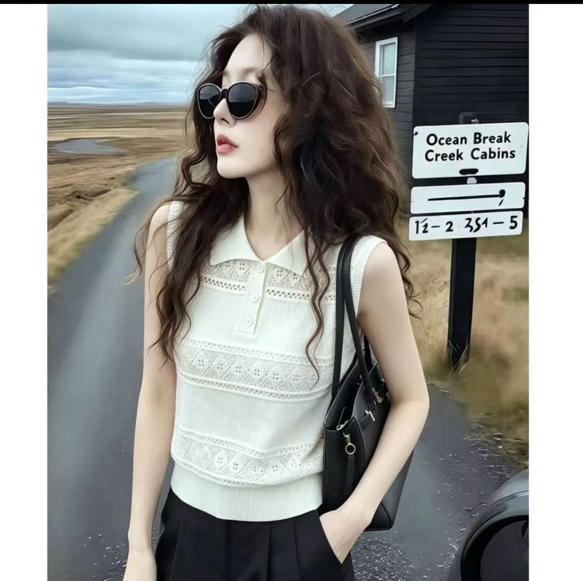 폴로 칼라 캐미솔 2026 새로운 여름 폭발 품격 다용도 인사이드 가져 가라. 패션 외국 가스 세련된 니트 스웨터 상세 이미지 3