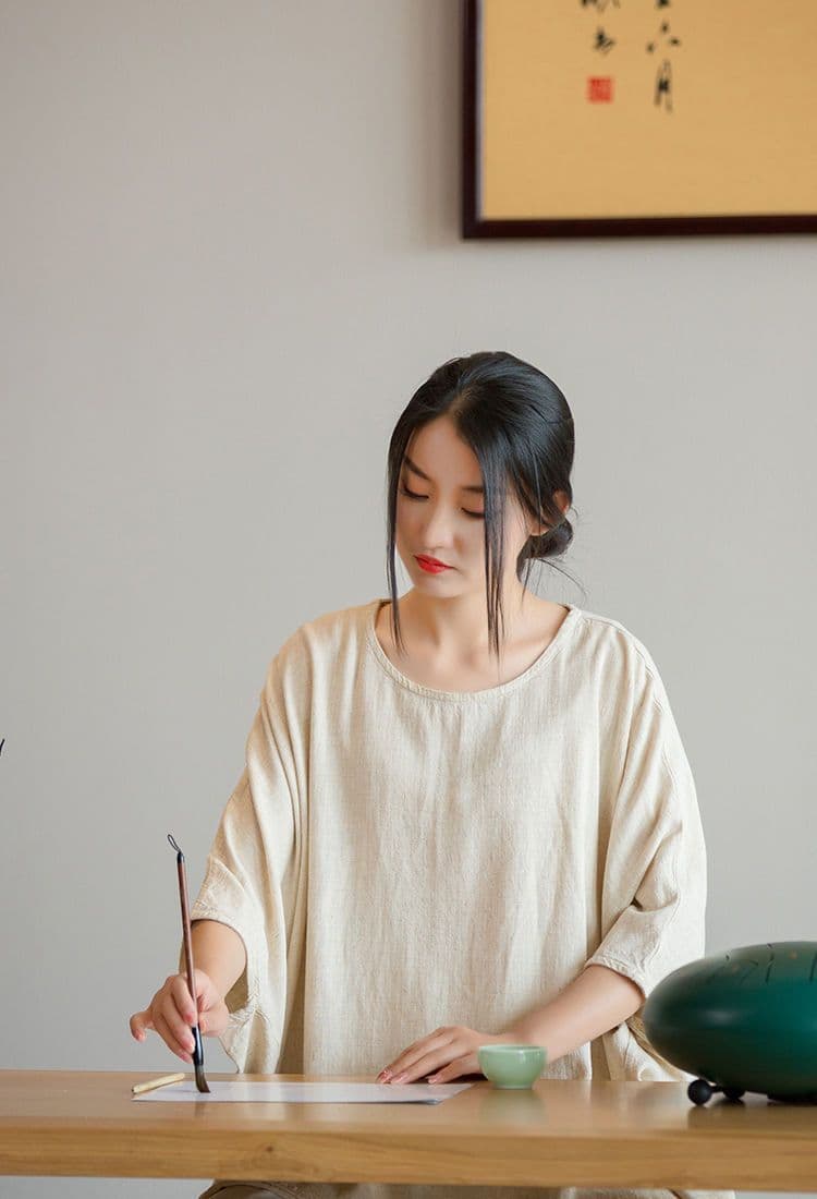 문예 레트로 팬 티셔츠 캐주얼 중간 소매 디자인 센스 배트윙 소매 풀오버 맨위 라운드 넥 티셔츠 상세 이미지 16