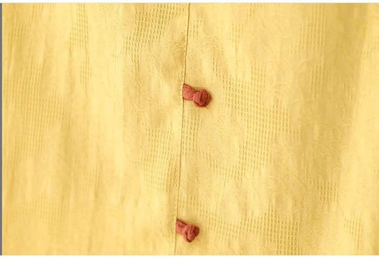 자수 문예 고급 센스 라운드 넥 맨위 여성 통기성 면 린넨 반팔 티셔츠 중노년 어머니 드레스 상세 이미지 29