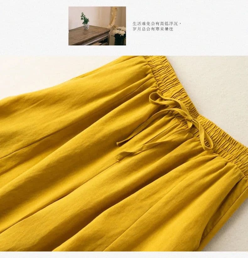 허리밴드 레이스업 캐주얼 와이드 레그 팬츠 7부 바지 차가운 루즈핏 도루 센스 여름 새로운 다용도 캐주얼 바지 아이들 상세 이미지 5