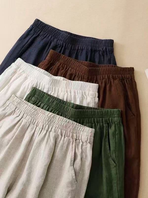 문예 선택하지 마라. 몸 레트로 홀로우 아웃 자수 면 린넨 와이드 레깅스 바지 여름 루즈핏 캐주얼 바지 면 린넨 스트레이트 팬츠 트렌디 상세 이미지 2