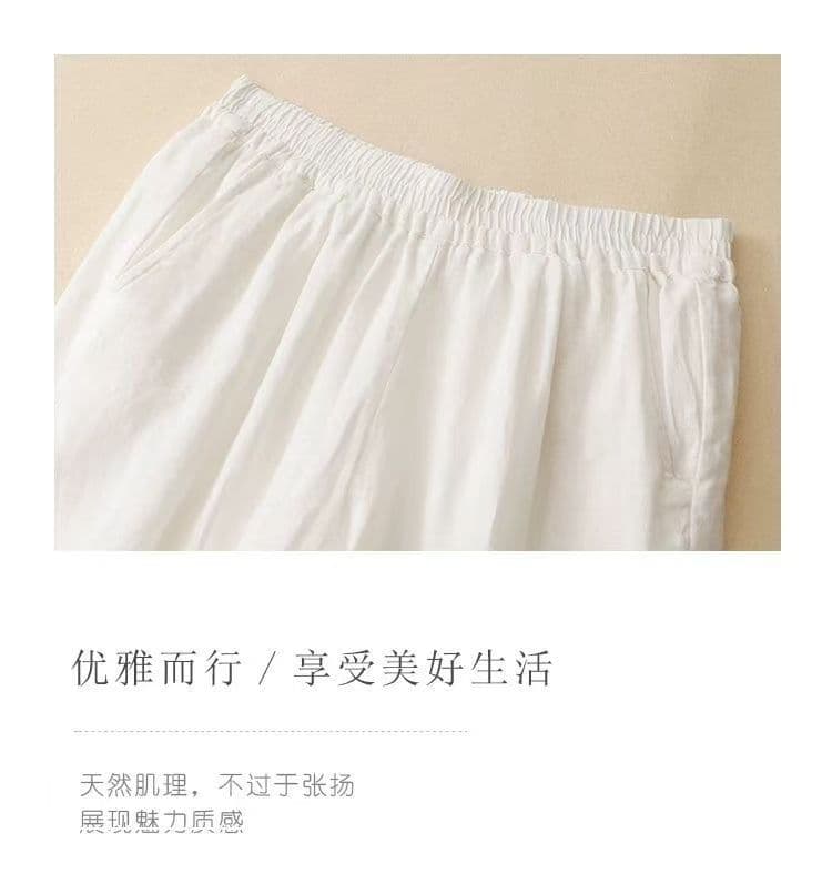 문예 선택하지 마라. 몸 레트로 홀로우 아웃 자수 면 린넨 와이드 레깅스 바지 여름 루즈핏 캐주얼 바지 면 린넨 스트레이트 팬츠 트렌디 상세 이미지 10