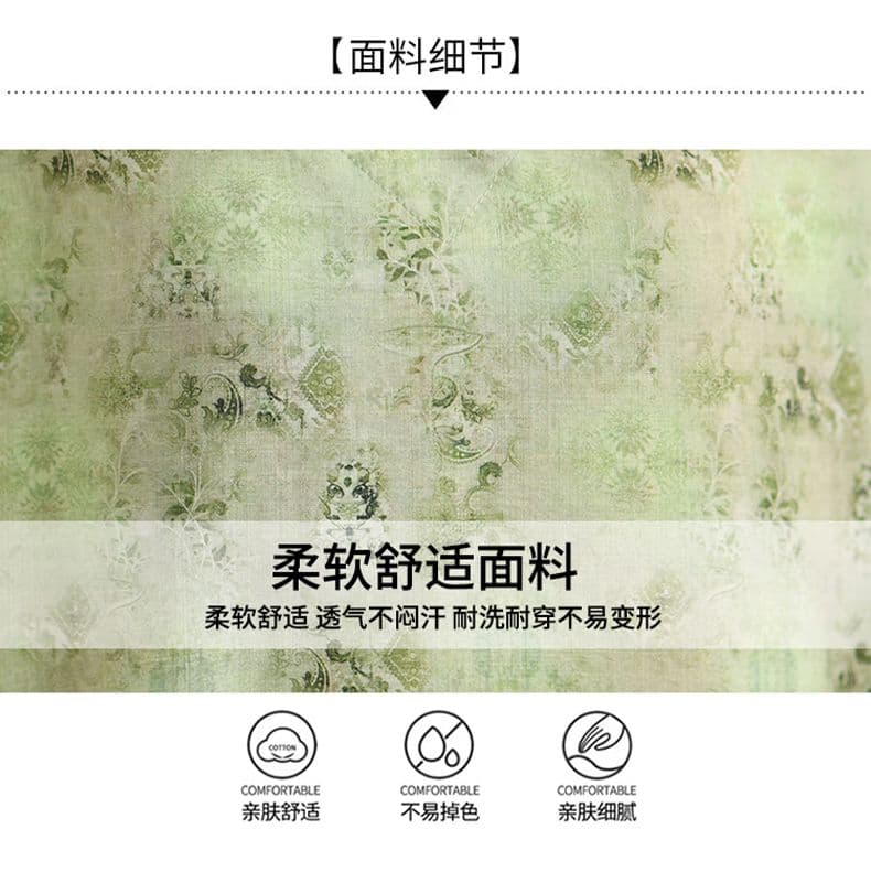 면 린넨 지방 mm 빅 사이즈 여름 새로운 V넥 루즈핏 캐주얼 느긋한 휴가 바람 프린트 무릎 아래 드레스 상세 이미지 8