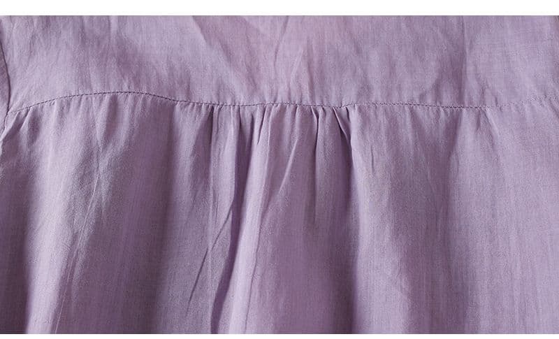 여름 새로운 V넥 문예 팬 표지 고기 슬림해 보이는 풀오버 티셔츠 여성 의류 무거운 작업 자수 면 린넨 반팔 맨위 상세 이미지 20