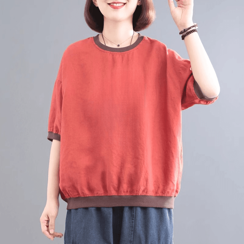 반팔 여성 라운드 넥 여름 새로운 루즈핏 빅 사이즈 다용도 티셔츠 풀오버 맨위 여성 이미지 4