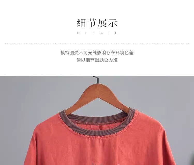 반팔 여성 라운드 넥 여름 새로운 루즈핏 빅 사이즈 다용도 티셔츠 풀오버 맨위 여성 상세 이미지 18