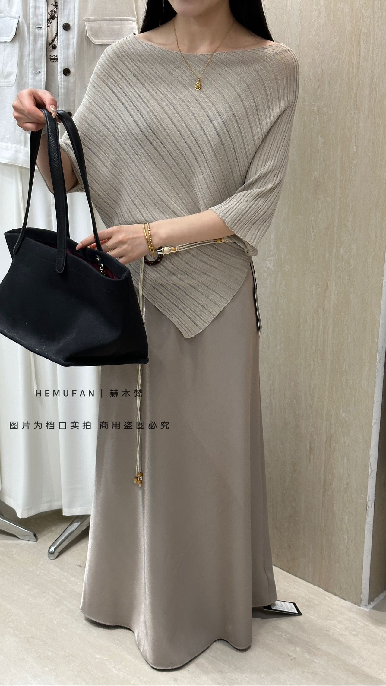 hepburn 그는 벤 느긋한 바람이 아닙니다. 규칙 비스듬한 어깨 구덩이 기사 니트 스웨터 여성 루즈핏 슬림해 보이는 레이스업 스웨터 맨위 이미지 3
