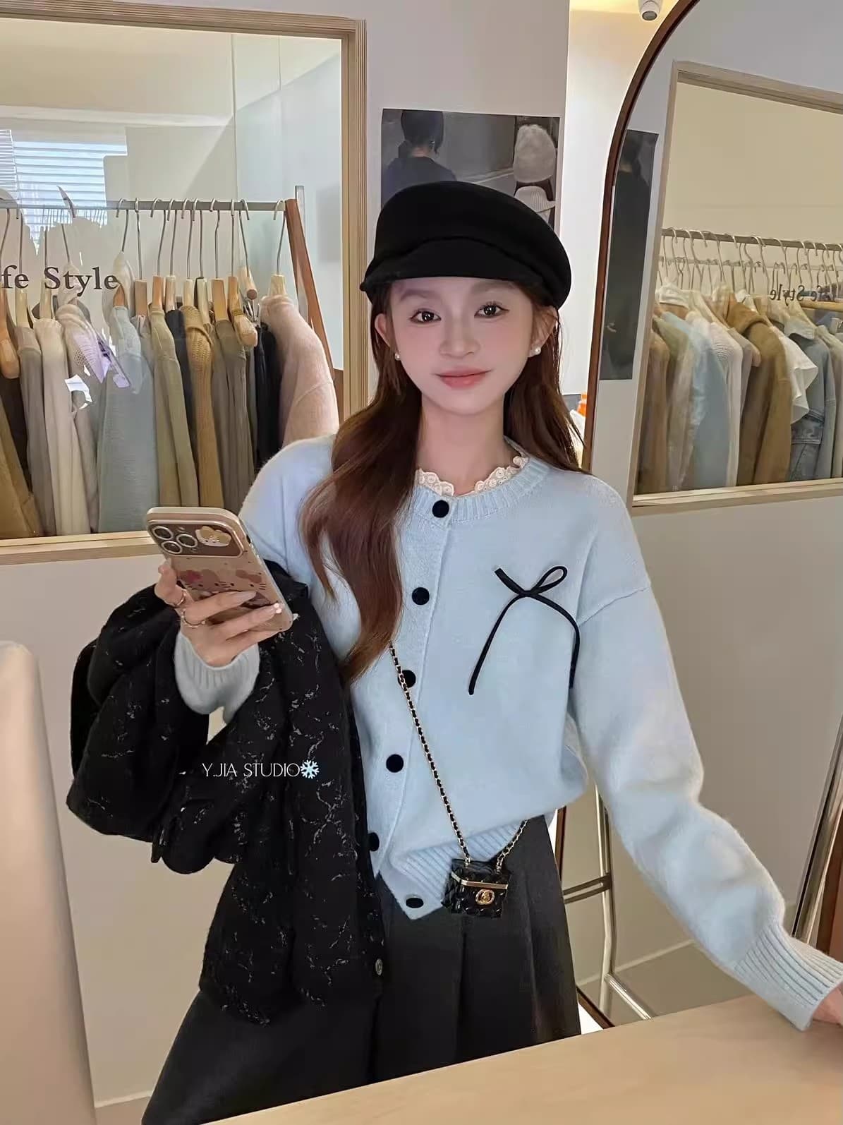 한 부서 다용도 달콤함 연령 감소 나비 매듭 대 에디션 스웨터 여자 가을 겨울 디자인 센스 외국 가스 와이드 부드러운 찹쌀 오픈 가디건 상세 이미지 10