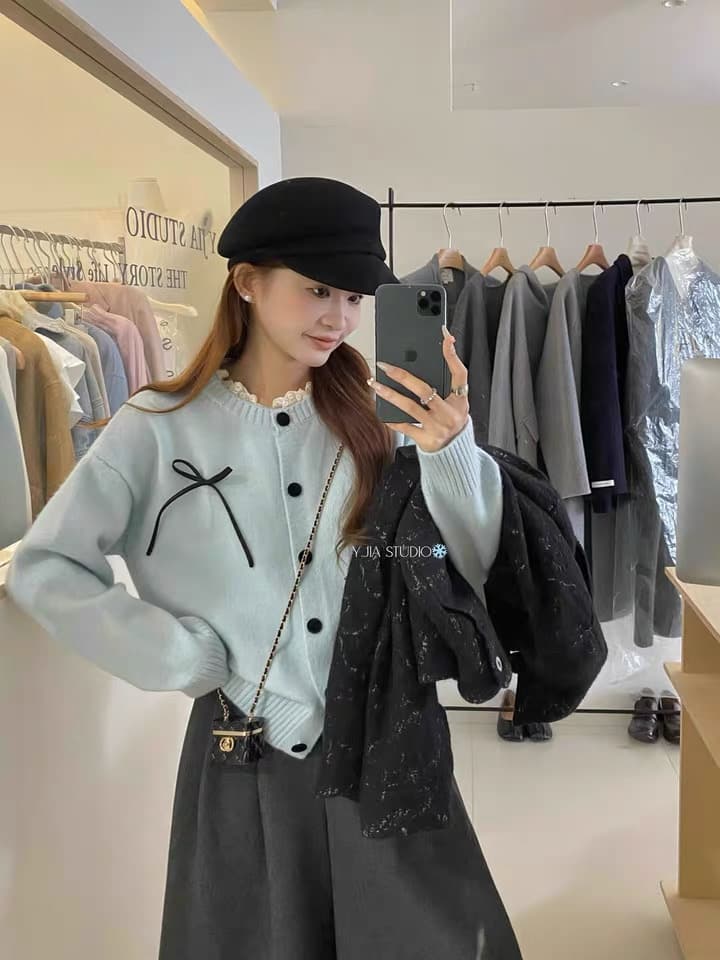 한 부서 다용도 달콤함 연령 감소 나비 매듭 대 에디션 스웨터 여자 가을 겨울 디자인 센스 외국 가스 와이드 부드러운 찹쌀 오픈 가디건 상세 이미지 13
