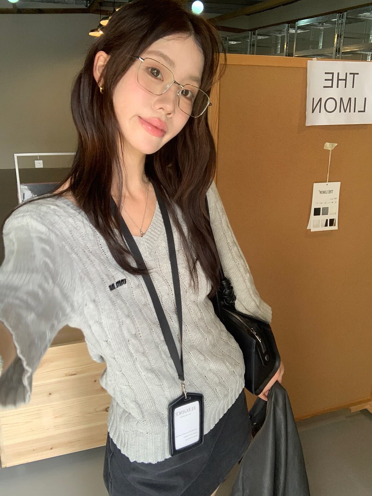 the limon 레몬 녹차 한 부서 품격 V넥 트위스트 꽃 자수 다용도 니트 스웨터 여성 중간 소매 맨위 가을 상세 이미지 17